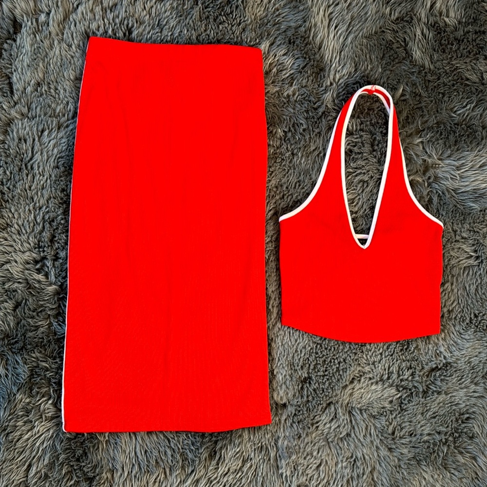 forever 21 halter top and midi skirt set